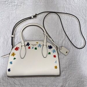 Kate Spade White crossbody/hand bag with Colorful Floral details